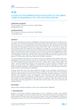 38 a Study of the Morphological Evolution of the Urban Cores of Baghdad in the 19Th and 20Th Century