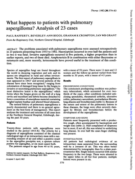 What Happens to Patients with Pulmonary Aspergilloma? Analysis of 23 Cases