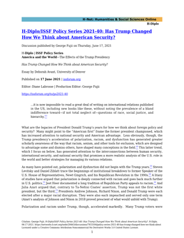 H-Diplo/ISSF Policy Series 2021-40: Has Trump Changed How We Think About American Security?