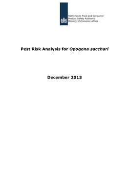 Pest Risk Analysis Opogona Sacchari