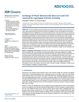 Exchange of Water Between the Ross Gyre and ACC Assessed By