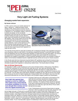 Very Light Jet Fueling Systems