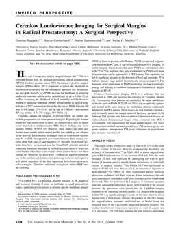 Cerenkov Luminescence Imaging for Surgical Margins in Radical Prostatectomy: a Surgical Perspective