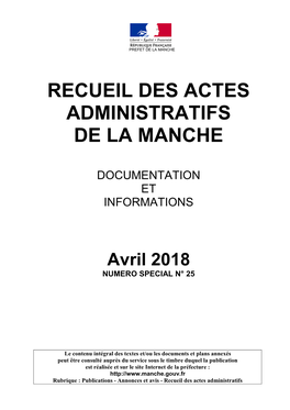 Recueil Des Actes Administratifs De La Manche