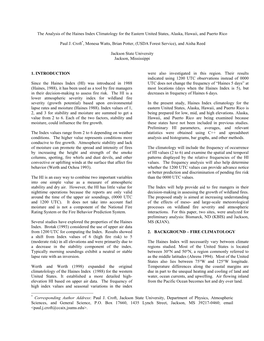 The Analysis of the Haines Index Climatology for the Eastern United States, Alaska, Hawaii, and Puerto Rico