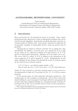 Antimatroids, Betweenness, Convexity