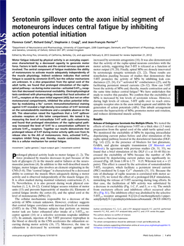 Serotonin Spillover Onto the Axon Initial Segment of Motoneurons Induces Central Fatigue by Inhibiting Action Potential Initiation