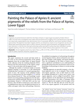 Painting the Palace of Apries II: Ancient Pigments of the Reliefs From