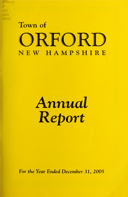 Annual Report of the Town of Orford, New Hampshire