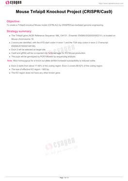 Mouse Tnfaip8 Knockout Project (CRISPR/Cas9)