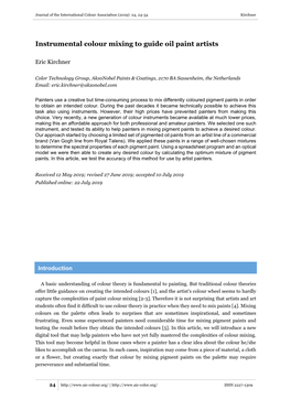 Instrumental Colour Mixing to Guide Oil Paint Artists