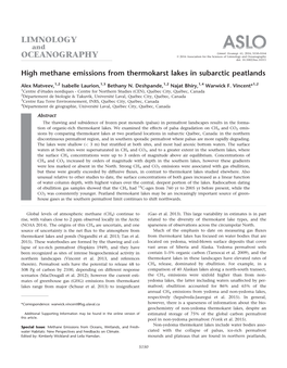 High Methane Emissions from Thermokarst Lakes in Subarctic Peatlands