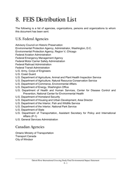 8. FEIS Distribution List