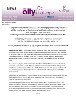 Competition Rounds for the 2020 Ally Challenge Presented by Mclaren