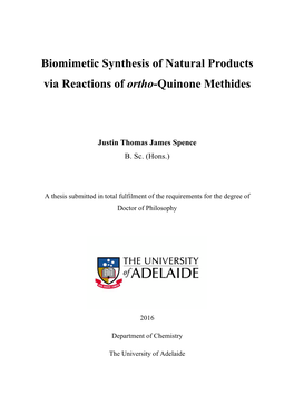 Biomimetic Synthesis of Natural Products Via Reactions of Ortho-Quinone Methides