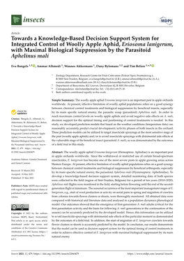 Towards a Knowledge-Based Decision Support System for Integrated Control of Woolly Apple Aphid, Eriosoma Lanigerum, with Maximal