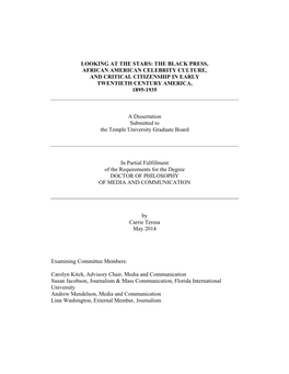 The Black Press, African American Celebrity Culture, and Critical Citizenship in Early Twentieth Century America, 1895-1935