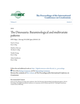 The Dinosauria: Baraminological and Multivariate Patterns DOI