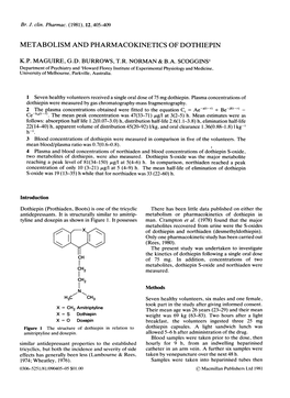 Metabolism and Pharmacokinetics of Dothiepin