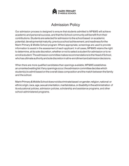 Admission Policy