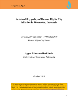 Sustainability Policy of Human Rights City Initiative in Wonosobo, Indonesia