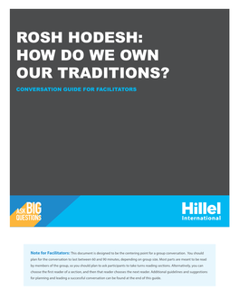 How Do We Own Our Traditions? Conversation Guide for Facilitators