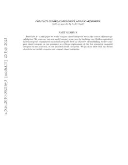 Arxiv:2010.09216V3 [Math.CT] 25 Feb 2021 Aeoyo N Eeao,I U Oaie Oe Aeois Eg Categories