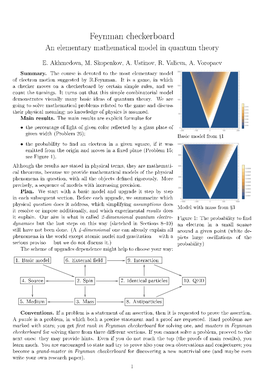 Feynman Checkerboard an Elementary Mathematical Model in Quantum Theory