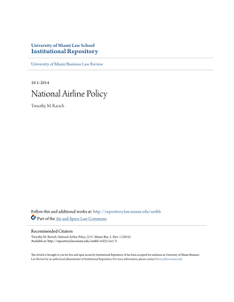 National Airline Policy Timothy M