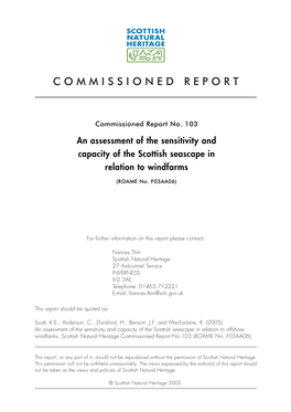 An Assessment of the Sensitivity and Capacity of the Scottish Seascape in Relation to Windfarms