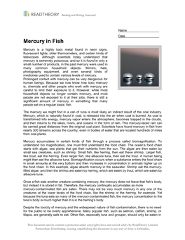 Mercury in Fish