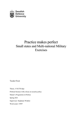 Practice Makes Perfect Small States and Multi-National Military Exercises