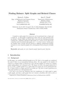 Finding Balance: Split Graphs and Related Classes