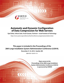 Automatic and Dynamic Configuration of Data Compression for Web Servers