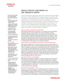 Oracle Spatial and Graph 12C RDF Semantic Graph Feature Overview