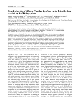 Genetic Diversity of Different Tunisian