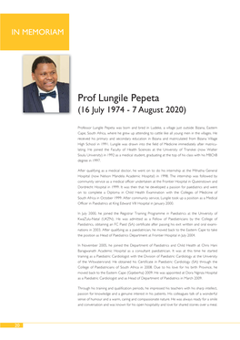 Prof Lungile Pepeta (16 July 1974 - 7 August 2020)