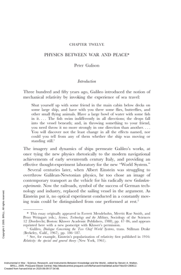 PHYSICS BETWEEN WAR and PEACE* Peter Galison Introduction