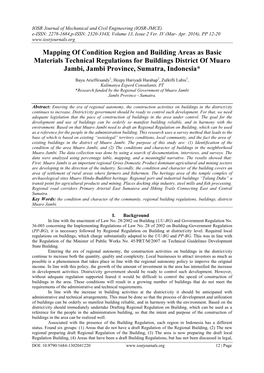 Mapping of Condition Region and Building Areas As Basic Materials Technical Regulations for Buildings District of Muaro Jambi, Jambi Province, Sumatra, Indonesia*