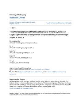 The Chronostratigraphy of the Haua Fteah Cave (Cyrenaica, Northeast Libya) - Optical Dating of Early Human Occupation During Marine Isotope Stages 4, 5 and 6