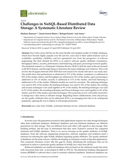 Challenges in Nosql-Based Distributed Data Storage: a Systematic Literature Review