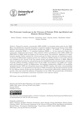 The Proteomic Landscape in the Vitreous of Patients with Age-Related and Diabetic Retinal Disease