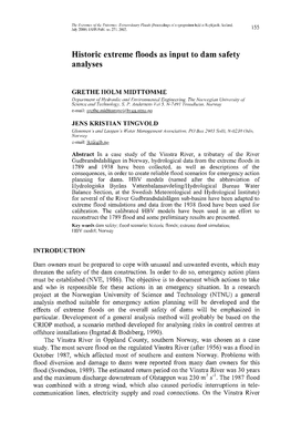 Historic Extreme Floods As Input to Dam Safety Analyses