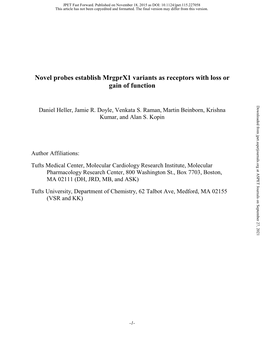 Novel Probes Establish Mrgprx1 Variants As Receptors with Loss Or Gain of Function