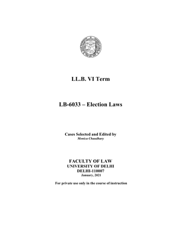 LL.B. VI Term LB-6033 – Election Laws
