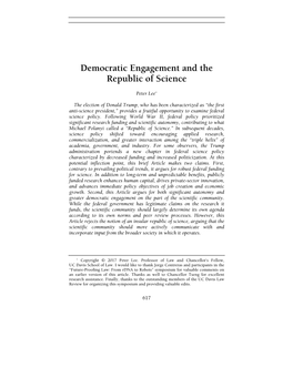 Democratic Engagement and the Republic of Science