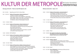 KM-Studium? Berufsfelder? KULTUR DER METROPOLEPERSPEKTIVTAGE Dienstag, 05.04.2016 – Fläche Vor Dem KM-Studio Im 2.OG Mittwoch, 06.04.2016 – Raum 3.101