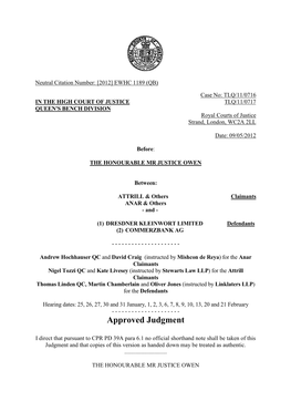 High Court Judgment Template