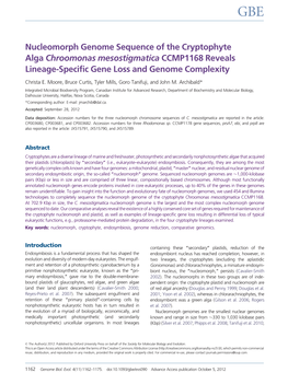 Nucleomorph Genome Sequence of the Cryptophyte Alga Chroomonas Mesostigmatica CCMP1168 Reveals Lineage-Specific Gene Loss and Genome Complexity