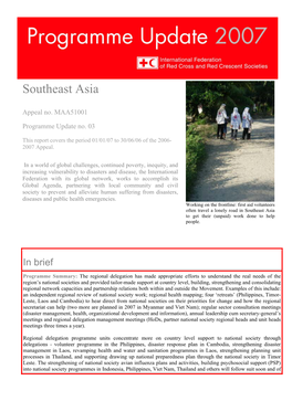 Southeast Asia: Appeal 2006-2007 (MAA51001); Programme Update No